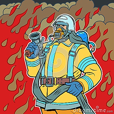 Fireman, firefighter male professional Vector Illustration