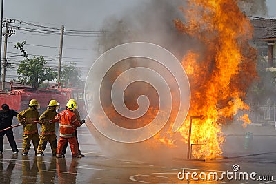 Fireman. Firefighters training. Editorial Stock Photo