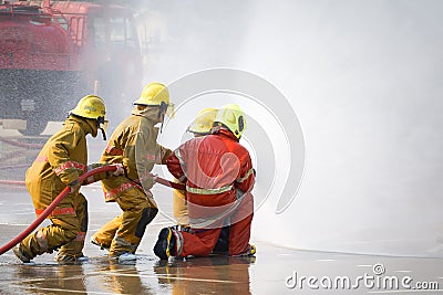 Fireman. Firefighters training. Editorial Stock Photo