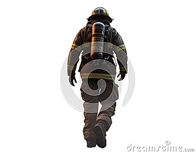 Fireman, Firewoman, Firefighter, Fire Rescuer, Smokejumper, Fire Warden - Walking Away - Full View Stock Photo