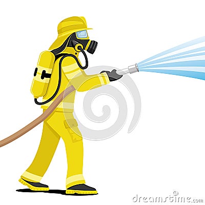 Fireman in a gas mask. Vector Illustration