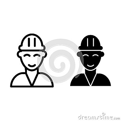 Fireman line and glyph icon. Builder vector illustration isolated on white. Firefighter outline style design, designed Vector Illustration