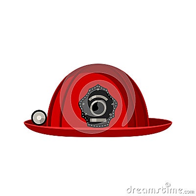 Fireman's helmet with flashlight red. Isolated color image Vector Illustration