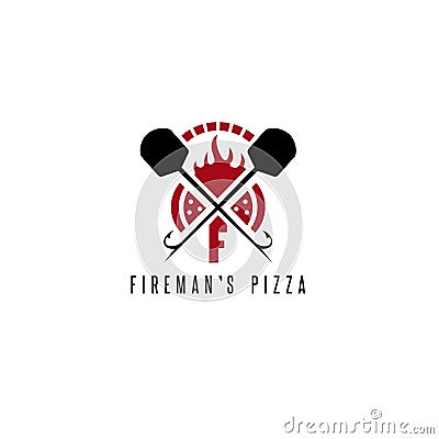 Fireman`s pizza vector concept with oven Vector Illustration
