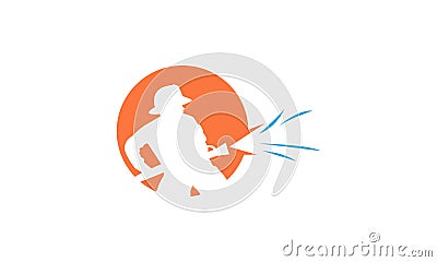 Fireman squirt water logo symbol vector icon illustration graphic design Vector Illustration