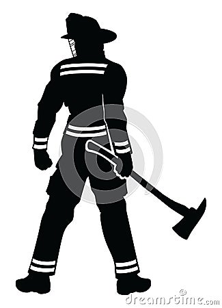 Fireman Standing Vector Illustration