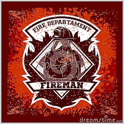 Firemans - t-shirt graphics, fire department, sworn to protect Vector Illustration