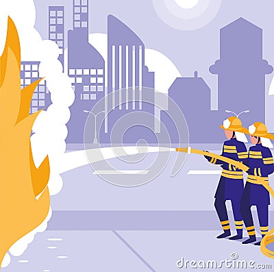 Firemen in action design Vector Illustration