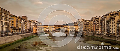 Firenze Italia Florence Italy beautiful sunset Ponte Vecchio famous bridge landmark Stock Photo