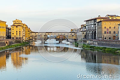 historic Ponte Veccio in Florence at river Arno Editorial Stock Photo