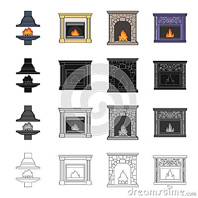 Fireplace fire warmth and comfort. Vector Illustration