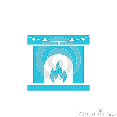 Fireplace icon. From blue icon set. White background Vector Illustration