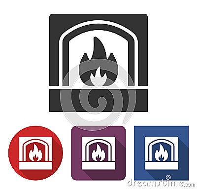 Fireplace icon in different variants Vector Illustration