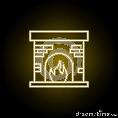 fireplace icon in neon style. Signs and symbols can be used for web, logo, mobile app, UI, UX Stock Photo