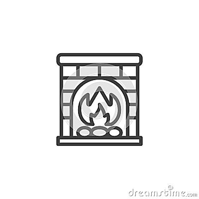 Fireplace line icon Vector Illustration