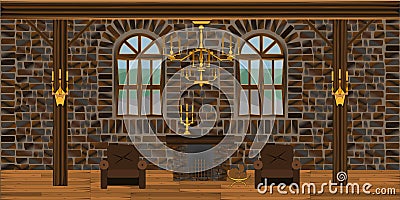 Fireplace room Vector Illustration