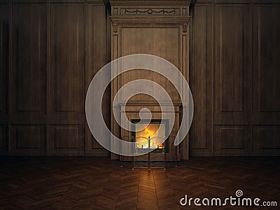 Fireplace in the room Stock Photo