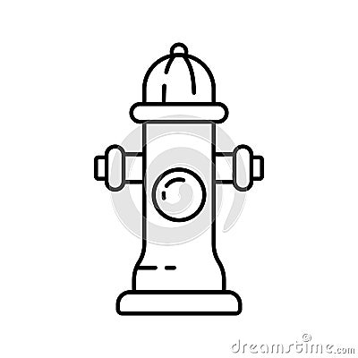 Fireplug icon. Linear logo of fire hydrant. Black simple illustration of street water pipe with three nozzles. Contour isolated Vector Illustration