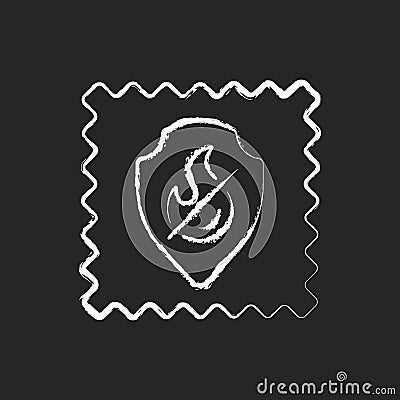 Fireproof fabric feature on fabric chalk white icon on black background Vector Illustration