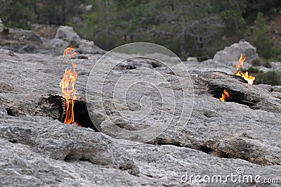 Fires on Mount Chimera Stock Photo