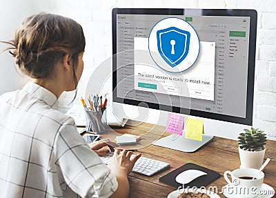 Firewall Antivirus Alert Protection Security Caution Concept Stock Photo
