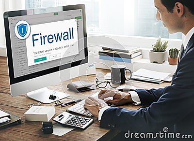 Firewall Antivirus Alert Protection Security Caution Concept Stock Photo