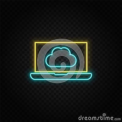 firewall, netbook neon vector icon. Blue and yellow neon vector icon Stock Photo