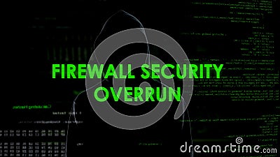 Firewall security overrun, hacker getting access to privacy, internet attack Stock Photo