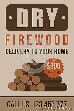 Firewood advertisement Vector Illustration