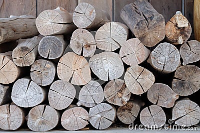 Firewood Bundle. log pile Stock Photo