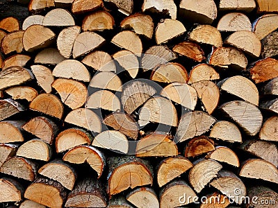 Firewood chopped fuel material nature stack Stock Photo