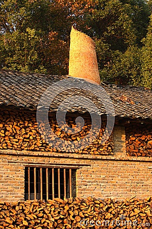 Firewood in factory,Jingdezhen China Stock Photo