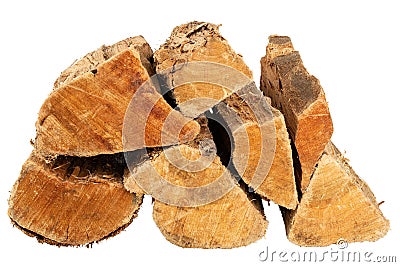 Firewood or Hardwood. Fire wood for fireplace, fire pit, or grill. Whole log. Natural wooden textured. Eco forest. Stock Photo