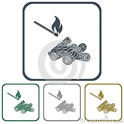 Firewood and matches icon Vector Illustration