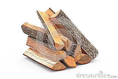 Firewood stack chopped Stock Photo