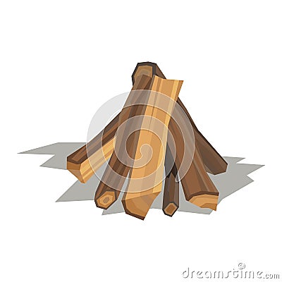 Firewood stack vector wooden material. Vector Illustration