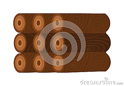 Firewood stack vector wooden material. Vector Illustration