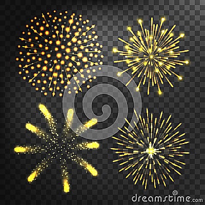 Firework different shapes colorful festive vector. Vector Illustration