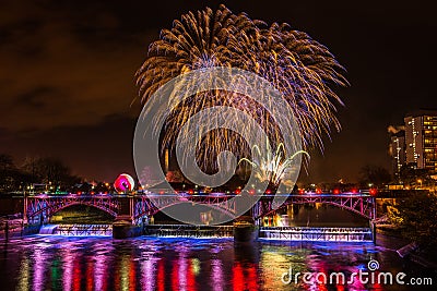 Firework display at Glasgow Green Stock Photo