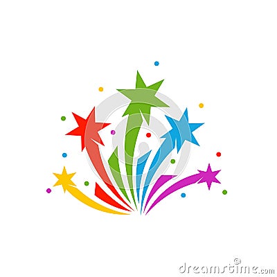 Firework line icon and happy new year firework vector design, Creative icon, design concept Vector Illustration