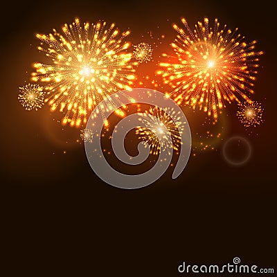 Firework new year holiday celebration template. Vector firework flame carnival Vector Illustration