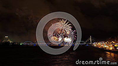 Firework in Riga city Stock Photo