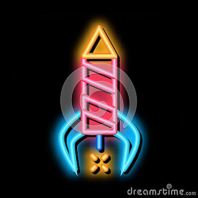 firework rocket neon glow icon illustration Vector Illustration