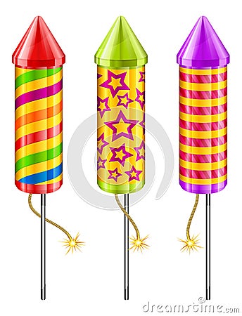 Firework rockets Vector Illustration