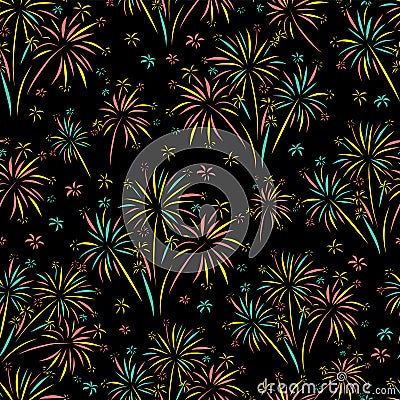 Firework seamless vector pattern isolated. Vector Illustration