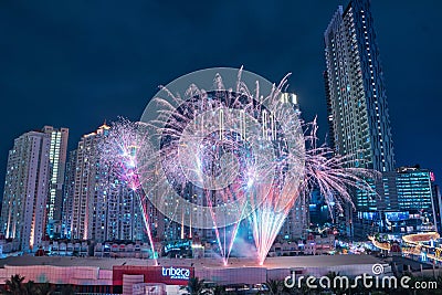 Firework Show in Central Park, Jakarta Editorial Stock Photo