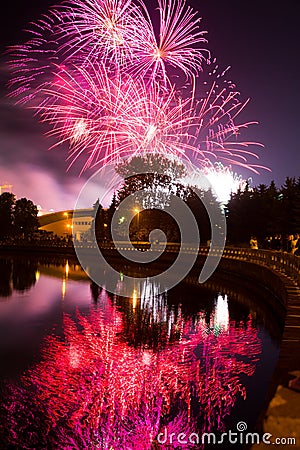 Firework show in minsk Stock Photo