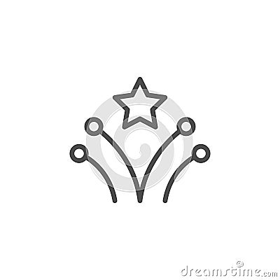 Firework stars line outline icon Vector Illustration