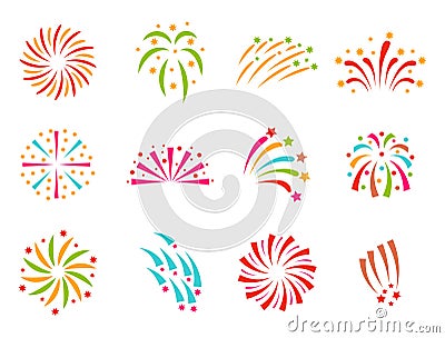 Firework vector illustration celebration holiday event night explosion light festive party Vector Illustration