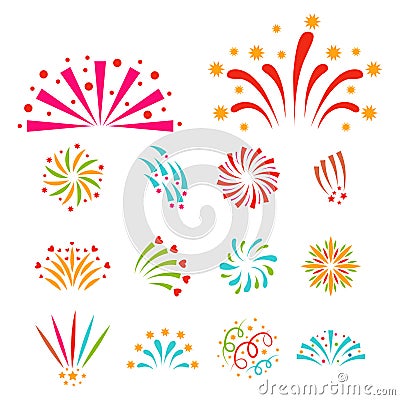 Firework vector illustration celebration holiday event night explosion light festive party Vector Illustration